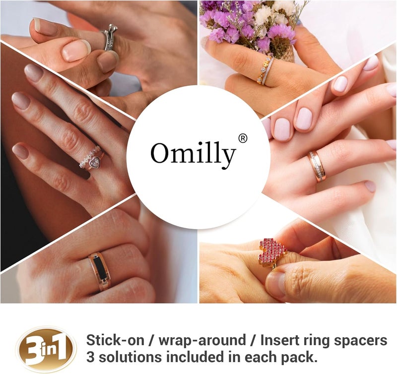 Omilly Ring Sizer Adjuster for Loose Rings, 64-Piece Set with 3 Types (Spiral Coils, Ring Guards, Sizing Strips) Fits Ring Widths 1-10mm, Invisible Resizing Solution for Women & Men - Image 2